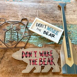Rustic Bear and Paddle Wall Decor Set